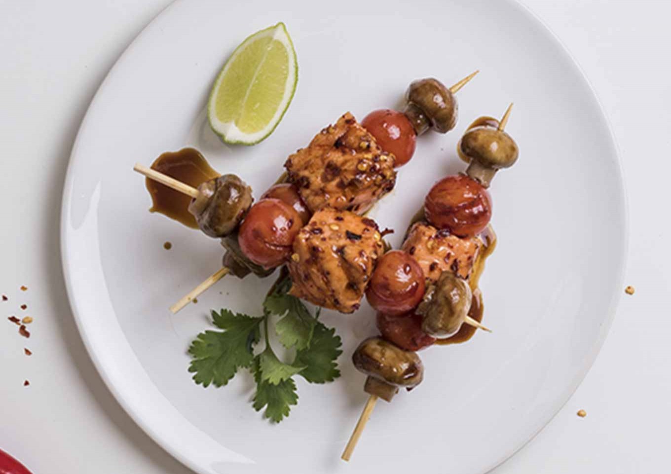 Mushroom & Salmon Kebabs