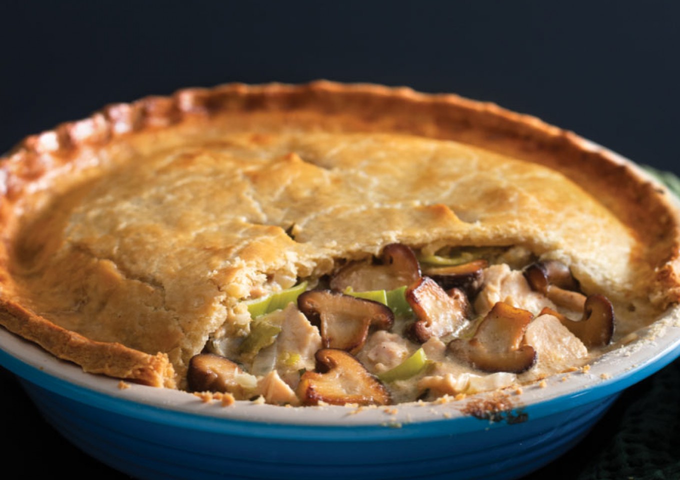 Chicken and shiitake pie