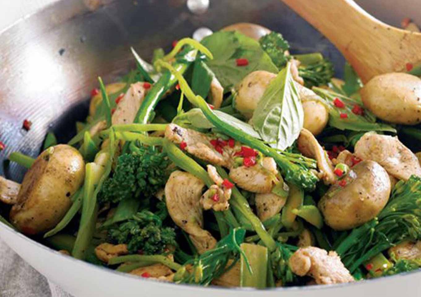 Mushroom, Chicken & Asian Green Stir-Fry