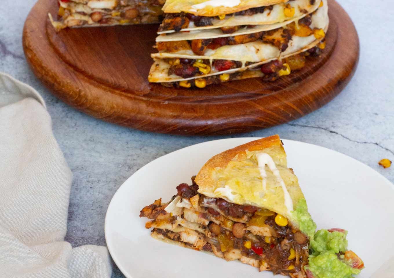 Mexican Mushroom and Chicken Tortilla Stack