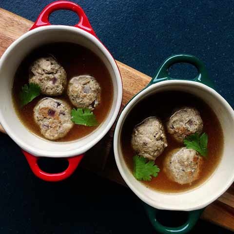 Chicken & Mushroom Meatball Autumn Soup