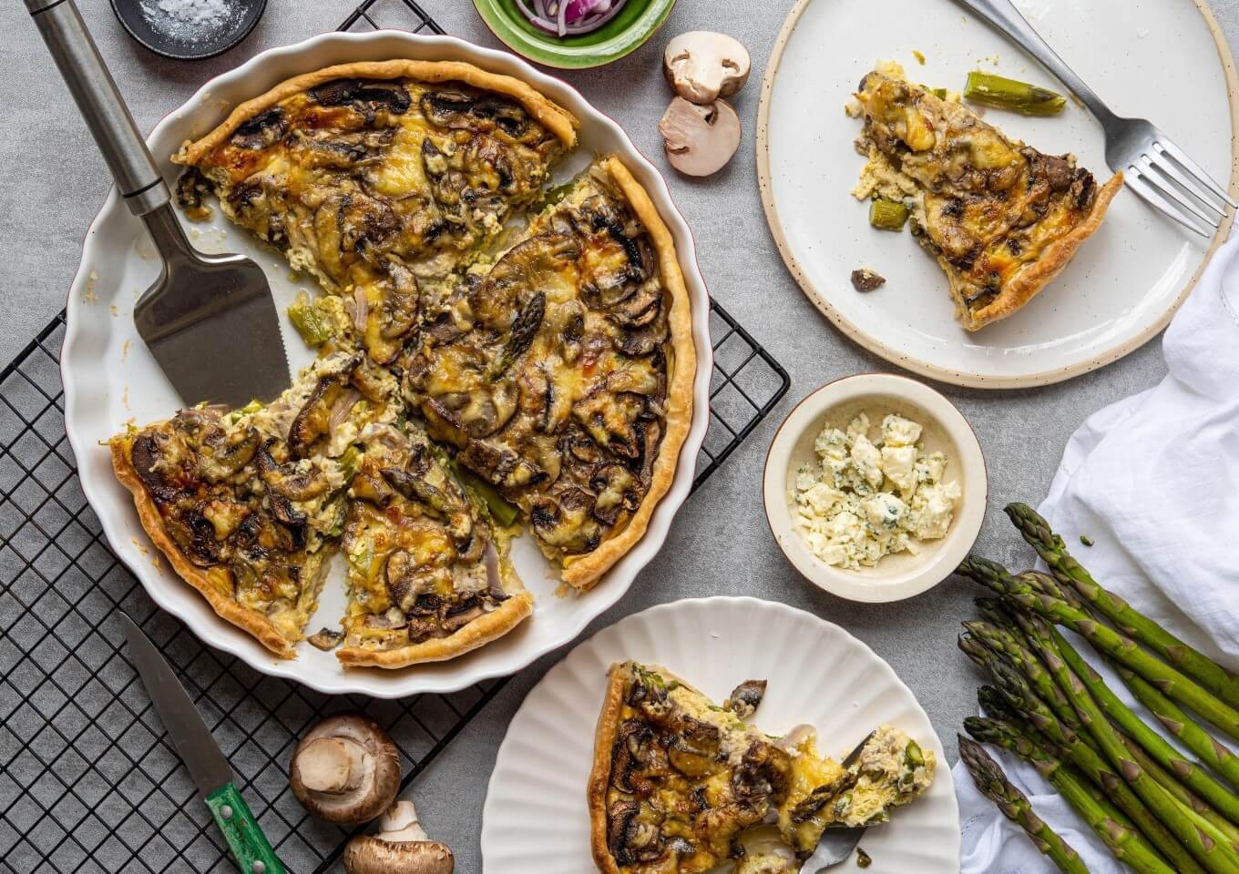 Mushroom, Green Bean & Blue Cheese Quiche