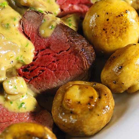 BBQ'd Fillet of Beef with Mushroom Brandy Sauce by Al Brown