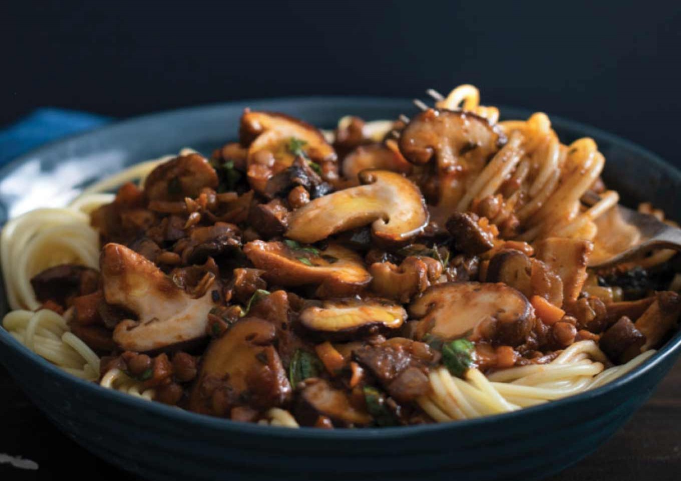 Vegetarian Shiitake Spaghetti Bolognese