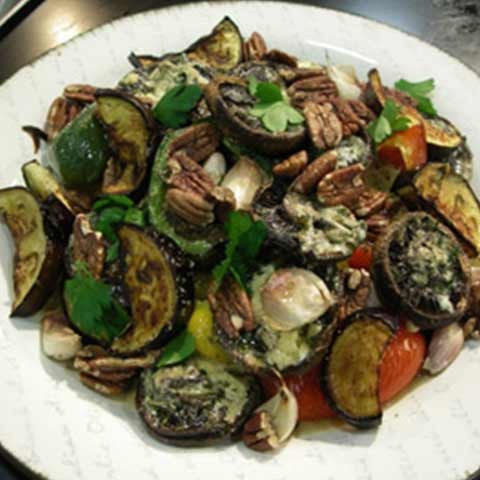 Roasted Vegetables with Portabello, Pecans & Blue Cheese