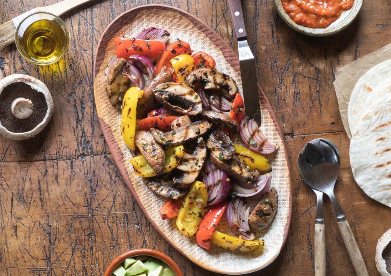 BBQ Mushroom & Capsicum Fajitas