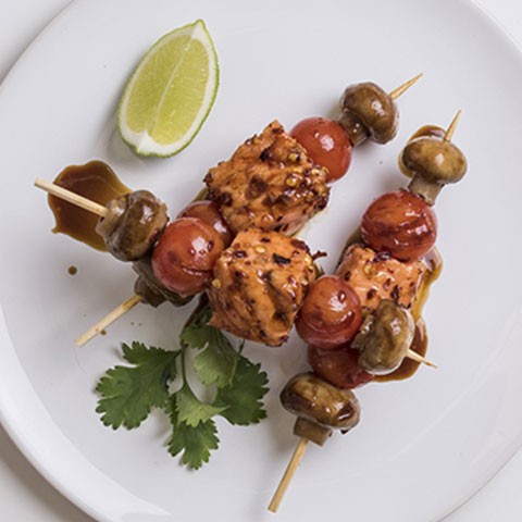 Mushroom & Salmon Kebabs