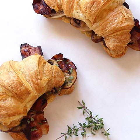 Best Ever Bacon, Mushroom and Tomato Brunch Croissants