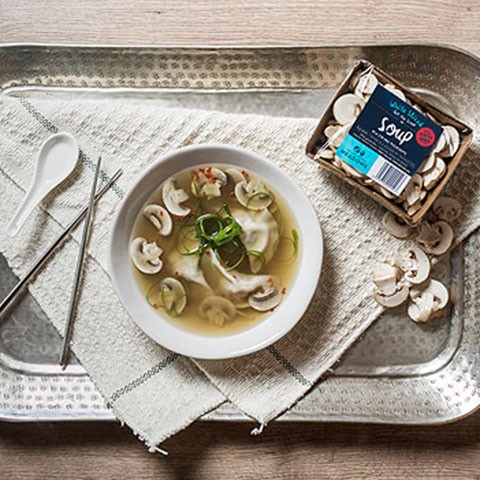 Asian Broth with Chicken and Mushroom Dumplings