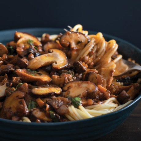 Vegetarian Shiitake Spaghetti Bolognese